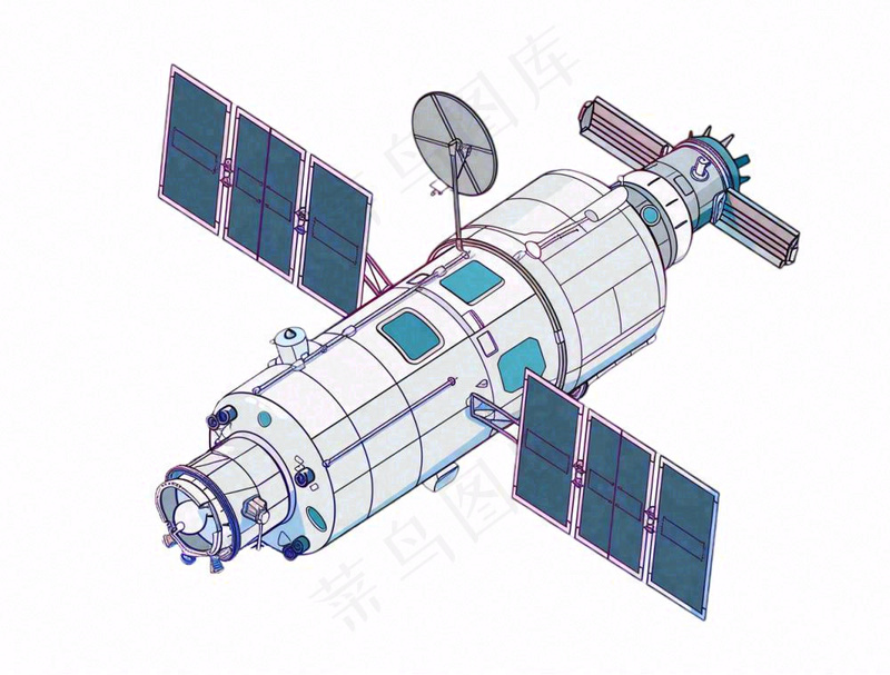 卫星探测器航空卡通插画免抠(1264x960)