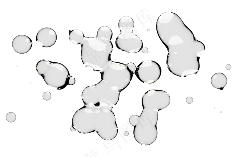 高清日系极简逼真透明水滴液体气泡水珠空气感png免扣素材 (