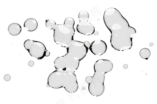 高清日系极简逼真透明水滴液体气泡水珠空气感png免扣素材 (