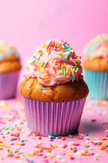 纸杯小蛋糕甜点摄影图