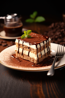 提拉米苏蛋糕可可粉蛋糕下午茶美食甜点摄影图 提拉米苏蛋糕可可粉蛋糕下午茶美食甜点摄影图
