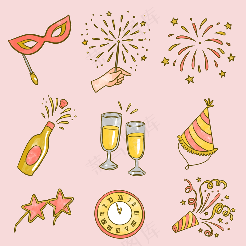 舞会节日中国新年矢量图形插画元素