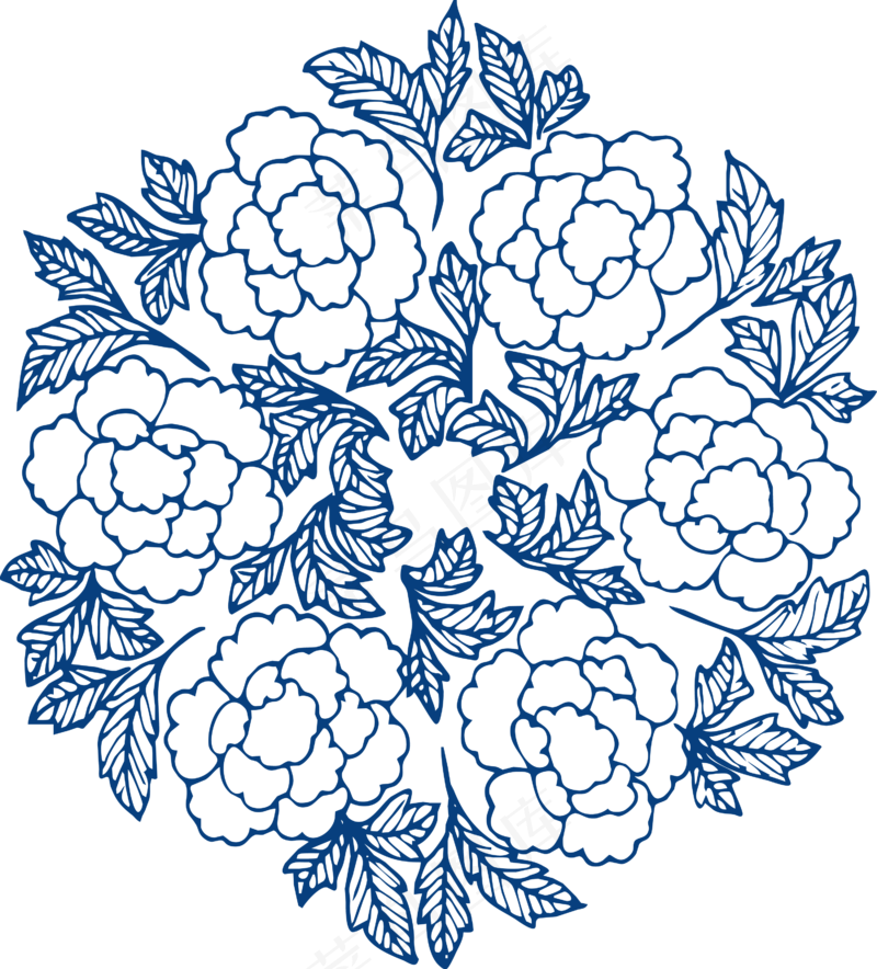 古代青花瓷图案花纹中国风图案祥云纹理传统图腾矢量PNG免扣素材