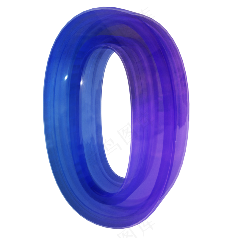 3d渐变玻璃数字0