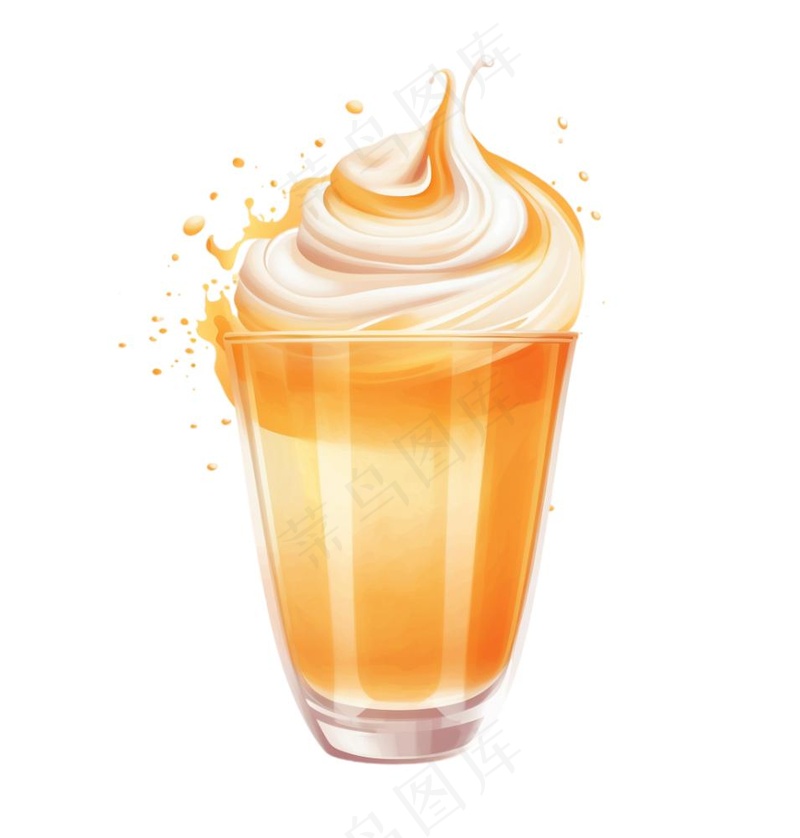 冰淇淋奶茶奶油饮料手绘卡通插画免抠