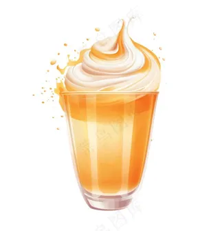 冰淇淋奶茶奶油饮料手绘卡通插画免抠