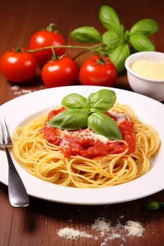 番茄意面美食摄影图