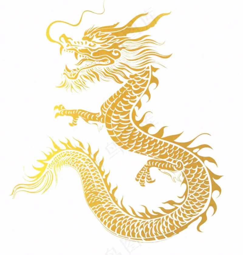 金龙龙形线性插画免抠(1024x1072)