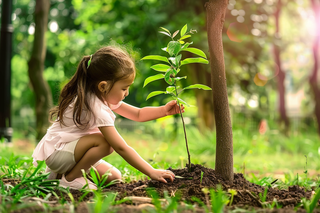 植树树苗保护环境摄影图