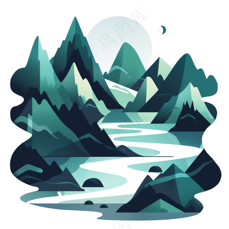 国潮山水插画