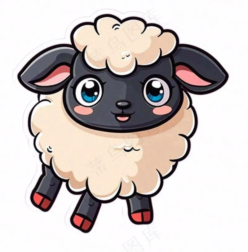 小绵羊动物卡通插画免抠(1024x1040)