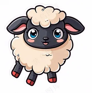 小绵羊动物卡通插画免抠