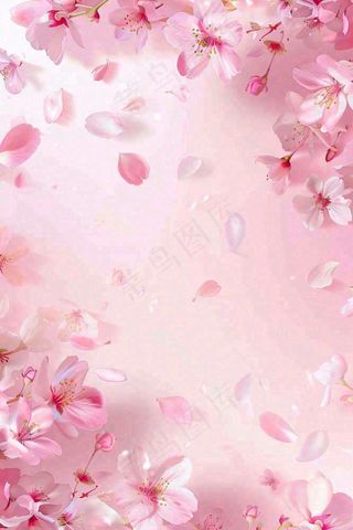 粉色樱花桃花花瓣飘落唯美浪漫春天春分情人七夕背景