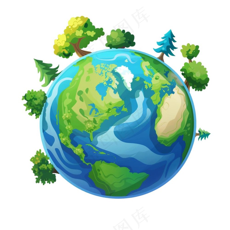 世界地球保护环境绿色卡通插画免抠