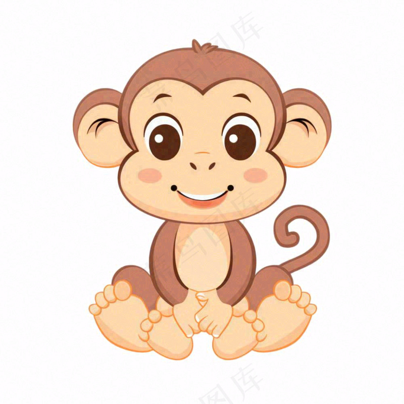 猴子可爱动物卡通插画免抠