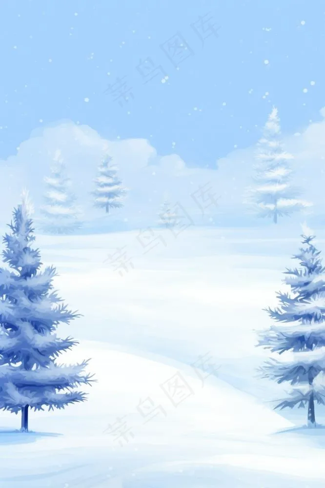 雪景树白色雪地背景(896x1344)