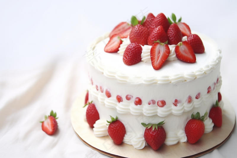 生日蛋糕草莓水果蛋糕奶油节日甜点摄影图