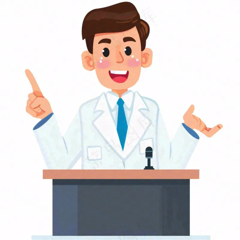 医生讲座讲话医疗人物卡通插画免抠(1024x1024)