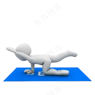3D瑜伽白色小人ppt用