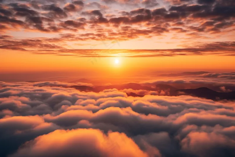 云层中的夕阳落日晚霞云朵美景摄影图(4032x2688)