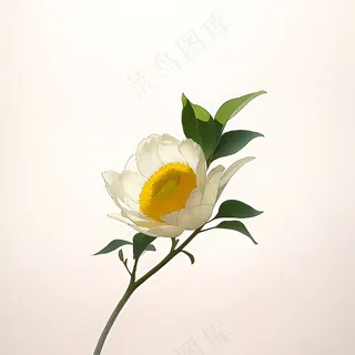 白色黄色手绘新中式风格花植物31 白色黄色手绘新中式风格花植物31