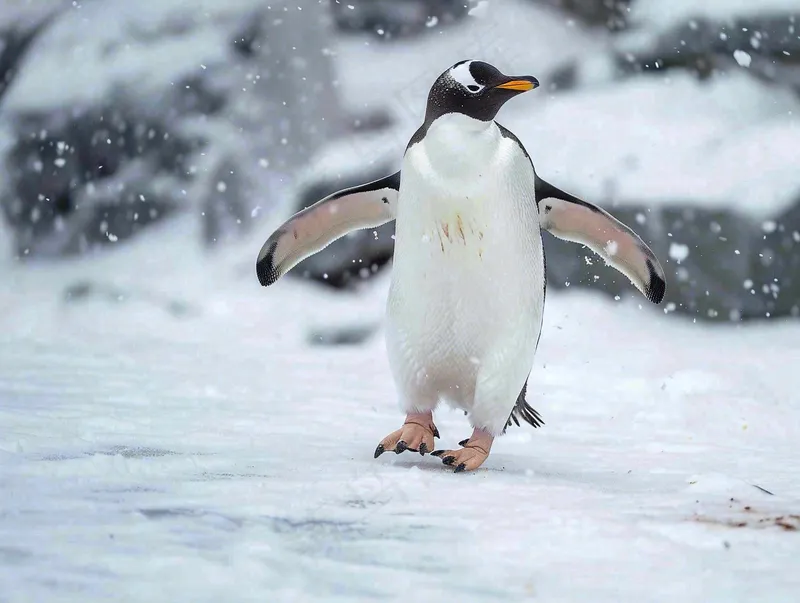 冰雪天地的企鹅寒冷动物摄影图(3696x2784)
