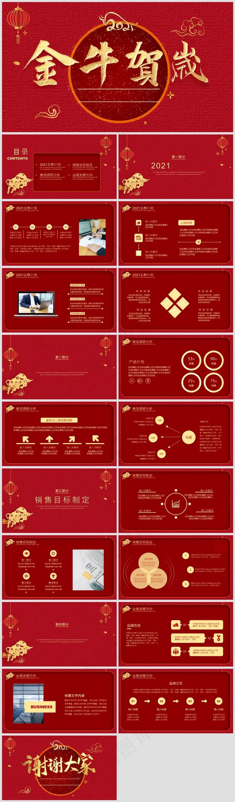 年终总结丨述职汇报丨牛气冲天丨PPT模板007