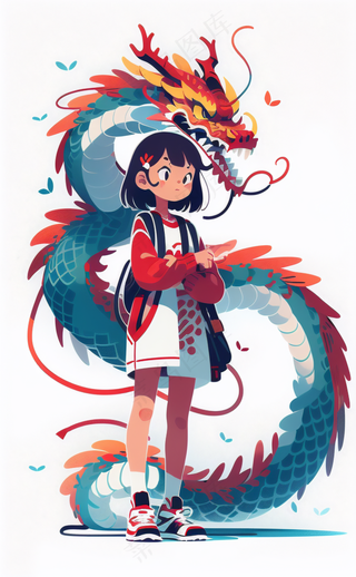 春节龙女孩