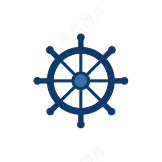 免抠蓝色卡通邮轮方向盘