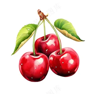 樱桃水果手绘插画插图元素免抠 樱桃水果手绘插画插图元素免抠