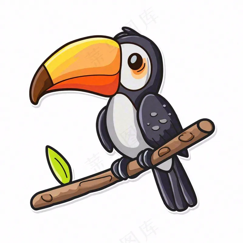 鵎鵼巨嘴鸟动物卡通插画免抠(1024x1024)
