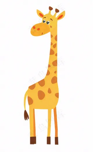 长颈鹿动物卡通插画免抠