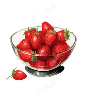 草莓碗卡通插画免抠 草莓碗卡通插画免抠