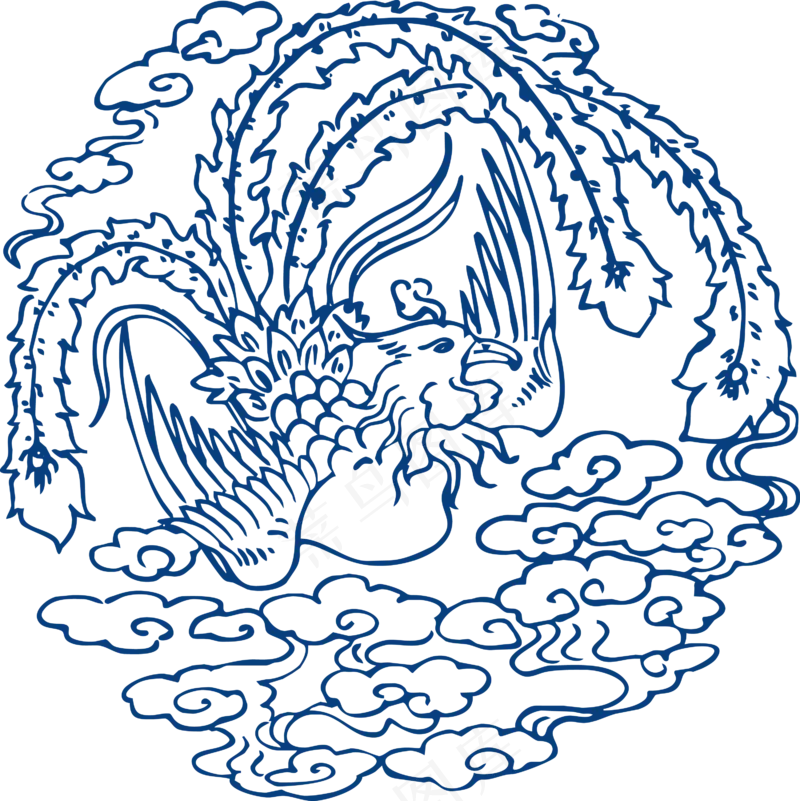 古代青花瓷图案花纹中国风图案祥云纹理传统图腾矢量AI设计免扣素材