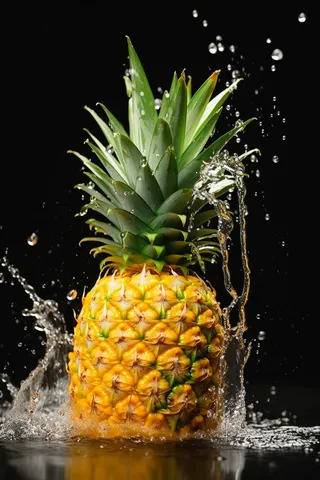 菠萝掉落水中溅起水花摄影图