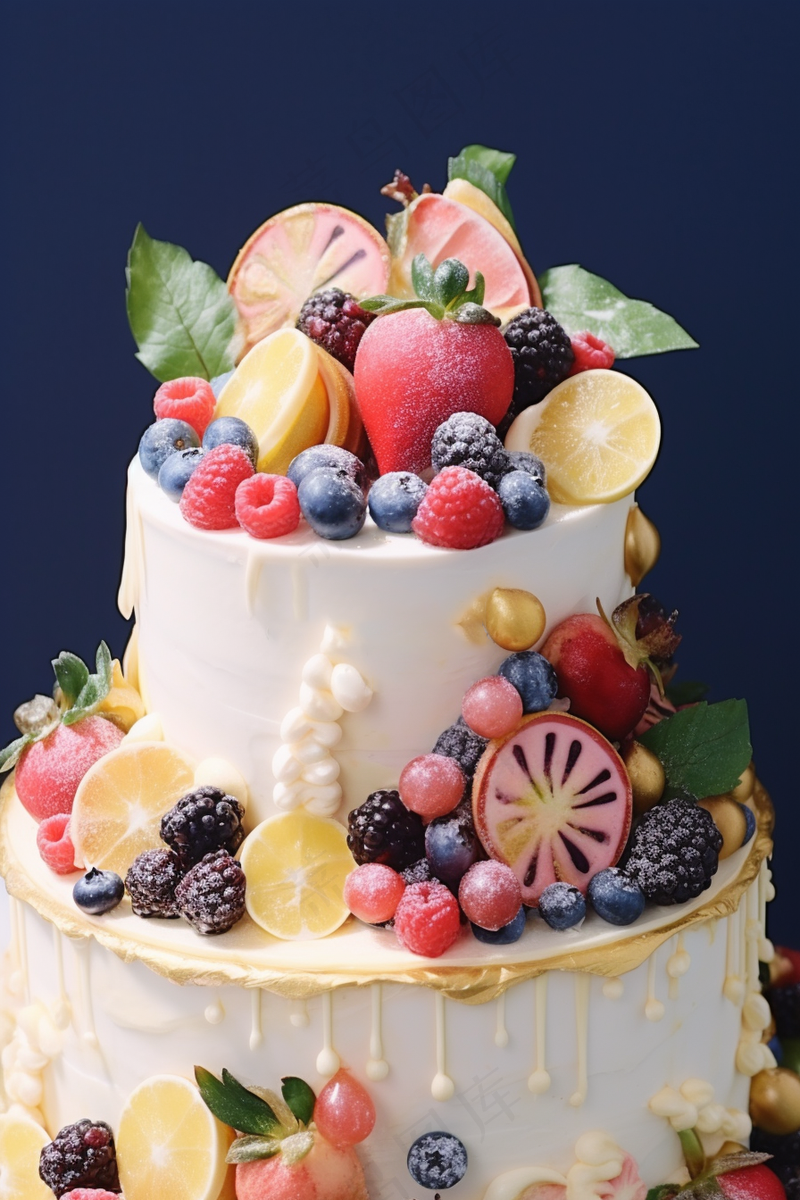 生日蛋糕水果蛋糕奶油节日甜点摄影图