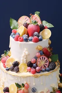 生日蛋糕水果蛋糕奶油节日甜点摄影图