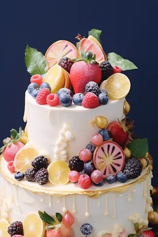 生日蛋糕水果蛋糕奶油节日甜点摄影图