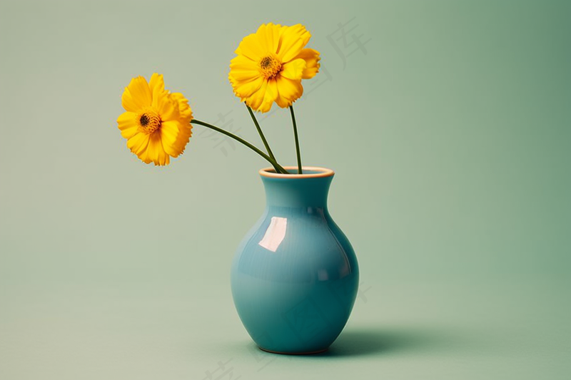 花瓶里的菊花小雏菊橘黄色家居摄影图