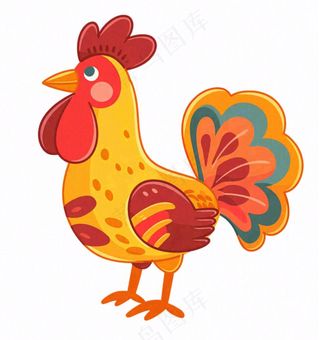 大公鸡雄赳赳彩色十二生肖卡通插画免抠