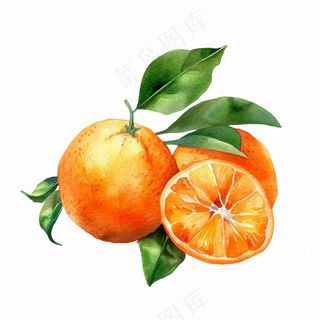 橘子砂糖橘橙子水彩插画免抠