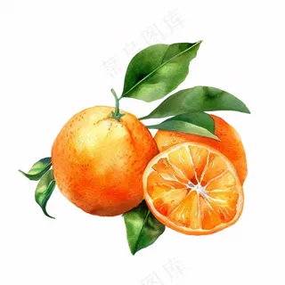 橘子砂糖橘橙子水彩插画免抠