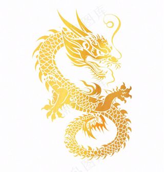 金龙龙形线性插画免抠