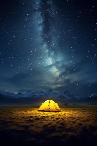 星空下的帐篷露营野外摄影图 