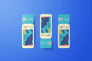 蓝色背景长方形可撕门票样机22