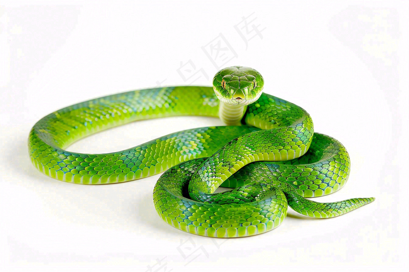 蛇在白色背景爬行动物摄影图