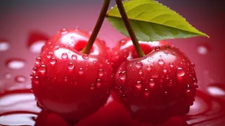 樱桃车厘子新鲜水果水珠摄影图