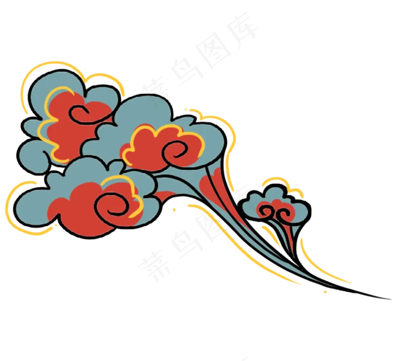 国潮敦煌云纹祥云插画免扣素材 (82)