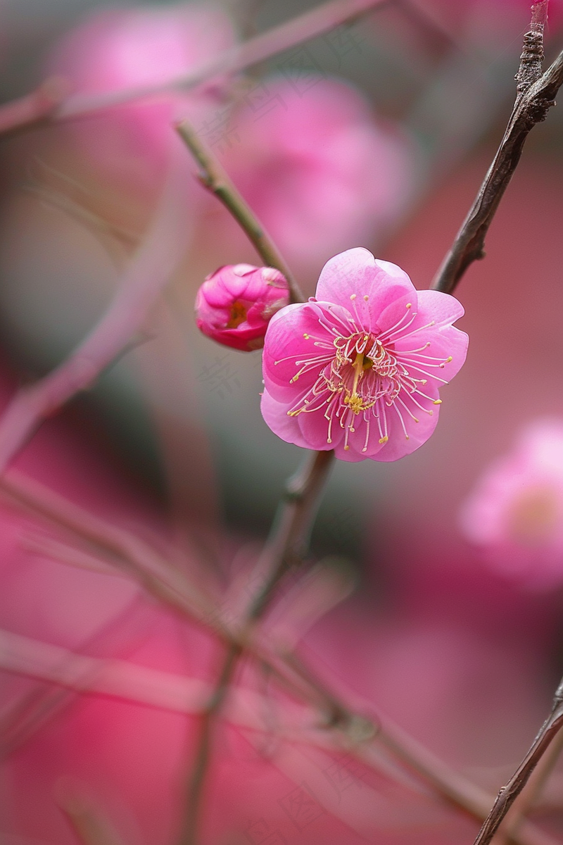 春日桃花粉色花朵摄影图(2688x4032)