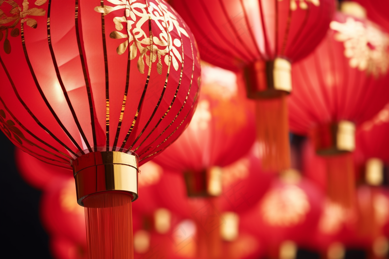 红灯笼春节节日庆祝张灯结彩喜庆摄影图(4032x2688)
